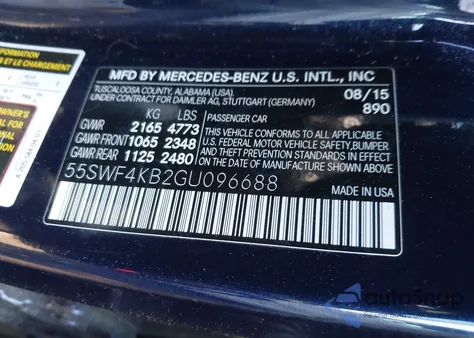 2016 Mercedes-Benz C 300 Sport 4Matic from USA, damaged, VIN 55SWF4KB2GU096688
